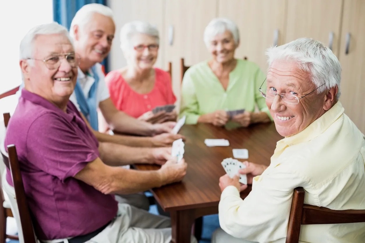 Residents playing cards